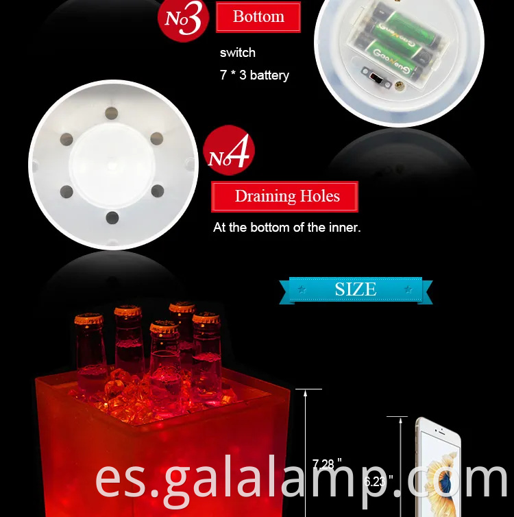 Elegante cubo de hielo liderado de 3.5L para cerveza y vino